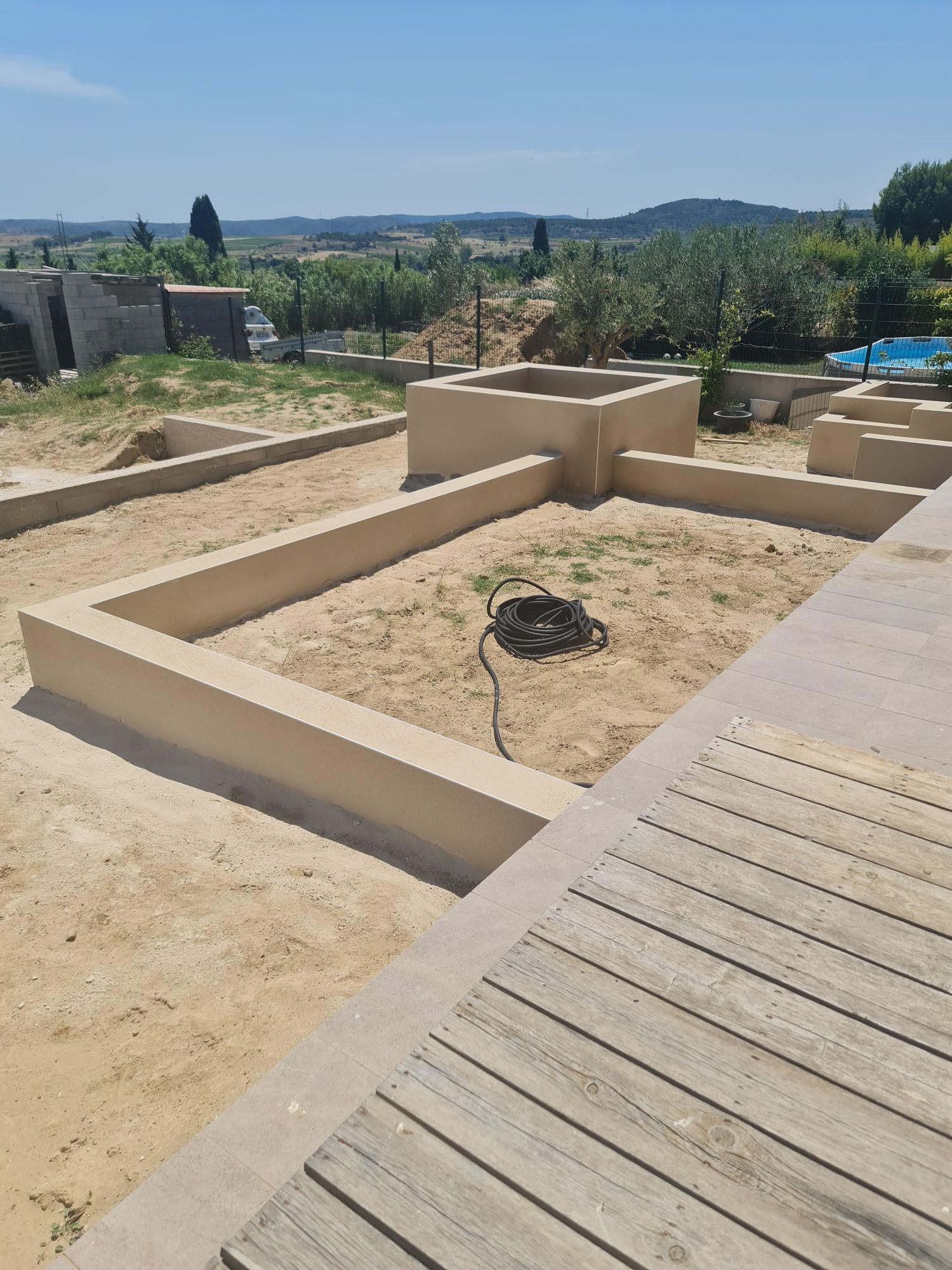 Chantier MCI Construction — Murets & jardinières — Aude